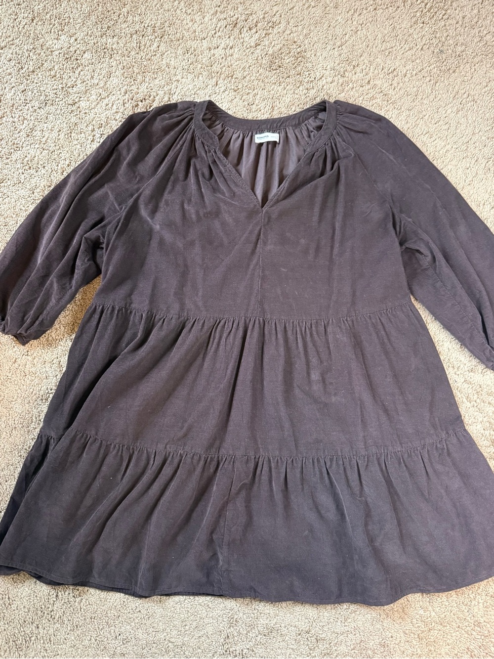 Women’s Brown V-Neck Tier Dress